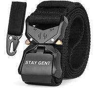 STAY GENT Tactical Belt for Men, Black Quick Release Military Style Belts with Buckle, Heavy Duty Nylon Webbing Work Belt for Outdoor Activities and Utility