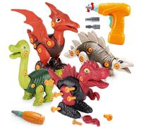 STAY GENT Take Apart Dinosaur Toys for Kids, 4 Packs DIY Dinosaur Learning Building Toys with Electric Drill, STEM Christmas Birthday Gift for 3-7 Years Old Boys Girls