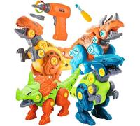 STAY GENT Take Apart Dinosaur Toys for Kids Age 3+, with Electric Drill, 4 Packs DIY Dinosaur Educational STEM Building Toy, Take Apart Toys Learning Gift