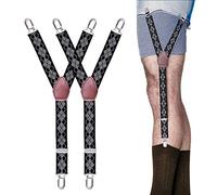 STAY GENT Y-Style Shirt Stays For Men with Non-Slip Locking Clamps and Adjustable Elastic Straps, Morris Grey, One Size