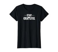 Stay Grateful Inspirational Quote T-Shirt, Women, Black, M