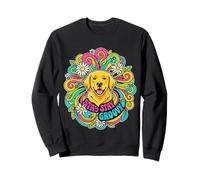 Stay Groovy Golden Retriever 1960s Retro Daisy Art Sweatshirt