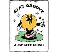 Stay Groovy Just Keep Going Sign For Home Kitchen Farmhouse Garden Funny Wall Decor Metal Sign Plaque Poster 8X12 Inch