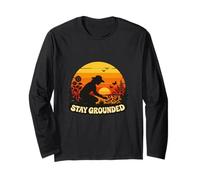 Stay Grounded Gardening Nature Lover Sunset Silhouette Long Sleeve T-Shirt