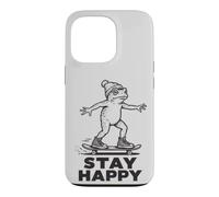 Stay Happy Skateboarding Toad - Cute Positive Frog Skater Case for iPhone 13 Pro