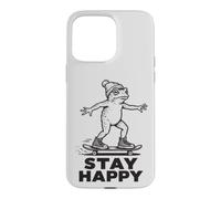 Stay Happy Skateboarding Toad - Cute Positive Frog Skater Case for iPhone 15 Pro Max
