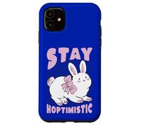 Stay Hoptimistic Cute Bunny Rabbit Positive Quote Case for iPhone 11
