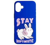 Stay Hoptimistic Cute Bunny Rabbit Positive Quote Case for iPhone 16 Plus