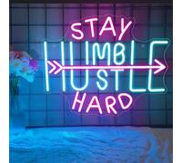 Stay Humble Hustle Hard Neon Sign, Dimmable Neon Lights for Wall Decor, LED Light Up Sign USB Powered for Bedroom Office Living Room Game Room Man Cave Home Bar Party