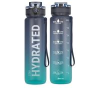 Stay hydrated Leakproof Water Bottle 1L, Tritan BPA Free Motivational Sport Drinks Bottle with Clear Time Marker, Lock Cover, Easy Clean Brush, Durable for Gym, School, Cycling