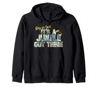 Stay in Bed, It’s a Jungle Out There - Funny Jungle Graphic Zip Hoodie