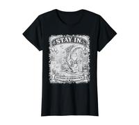 Stay in Cat Homebody Cottagecore Value Graphic T-Shirt, Women, Black, L
