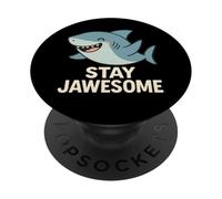 Stay Jawesome Cute Shark Pun Funny Ocean Graphic PopSockets Adhesive PopGrip