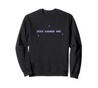 Stay Logged Out Y2K Pixel Computer Retro Tech Humor Gift Sweatshirt