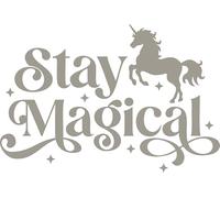 Stay Magical Unicorn Cute Waterproof Sticker - Funny Car Decals - Caravan Accessories - Unicorn Gifts for Girls (Silver, 19cm x 13.5m (7.5" x 5.3"))