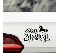 Stay Magical Unicorn Cute Waterproof Sticker - Funny Car Decals - Caravan Accessories - Unicorn Gifts for Girls (Black, 19cm x 13.5m (7.5" x 5.3"))