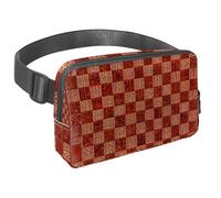 Stay on The Move with Confidence, Our Adjustable Strap Waist Pack is Your Perfect Crossbody Bag for Running, Hiking, and Cycling, Red Checkerboard Pattern