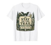Stay On The Trail Cryptid Forest Vintage Hiking Camping Value Graphic T-Shirt, Men, White, L