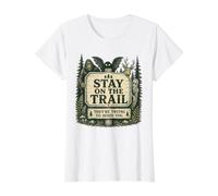 Stay On The Trail Cryptid Forest Vintage Hiking Camping Value Graphic T-Shirt, Women, White, XL