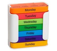 Stay on Track - 7-Day Medication Organizer, Weekly Pill Organizer, 7 Stackable Compartments Four Times-a-Day - Morning, Noon, Evening, and Bedtime (White B)