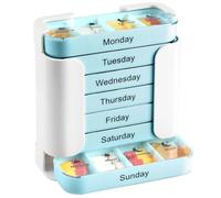 Stay on Track - 7-Day Medication Organizer, Weekly Pill Organizer, 7 Stackable Compartments Four Times-a-Day - Morning, Noon, Evening, and Bedtime (Sky Blue)