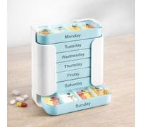 Stay on Track - 7-Day Pill Organizer, Weekly Medication Planner with Stackable Daily Compartments, Multi-Time-Per-Day Sections for Morning Noon Evening Bedtime, Portable Travel Case (Blue)