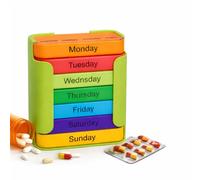 Stay on Track - 7-Day Pill Organizer, Weekly Medication Planner with Stackable Daily Compartments, Multi-Time-Per-Day Sections for Morning Noon Evening Bedtime, Portable Travel Case (Green)