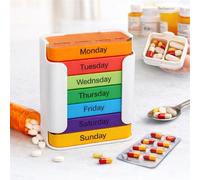 Stay on Track - 7-Day Pill Organizer, Weekly Medication Planner with Stackable Daily Compartments, Multi-Time-Per-Day Sections for Morning Noon Evening Bedtime, Portable Travel Case (Multicolor)