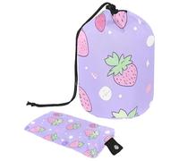 Stay Organized Anywhere: Foldable Drawstring Toiletry Bag for Women, The Ultimate Travel Essential for Makeup Storage, Purple Fruit Pattern