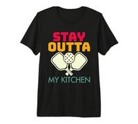 Stay Outta My Kitchen Funny Pickleball Design Premium T-Shirt