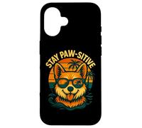 Stay Paw-sitive Corgi Beach Funny Dog Quote Case for iPhone 16
