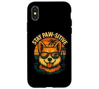 Stay Paw-sitive Corgi Beach Funny Dog Quote Case for iPhone X/XS