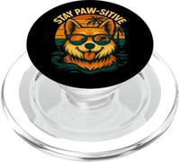 Stay Paw-sitive Corgi Beach Funny Dog Quote PopSockets PopGrip for MagSafe