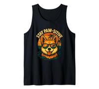 Stay Paw-sitive Corgi Beach Funny Dog Quote Tank Top