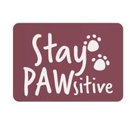 Stay Pawsitive Cat Dog Pets Rubber Placemat Large Size 39.5 x 28.5 cm Red
