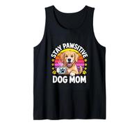 Stay Pawsitive Dog Mom Retro Puppy Coffee Lover Tank Top