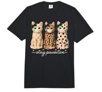 Stay Pawsitive Leopard Print Polka Dot Plaid Pattern Cats Comfort Colors Adult Heavyweight T-Shirt