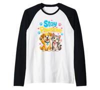 Stay Pawsitive Pet Motivation Design for Dog and Cat Lovers Raglan Baseball Tee