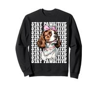 Stay Pawsitive Springer Spaniel Dog Girl Coquette Bow Pink Sweatshirt