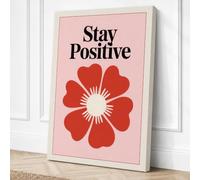 Stay Positive Bloom Botanical Canvas Wall Art Print 24x16 Inch (61 x 41 cm)