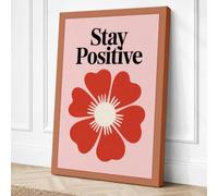 Stay Positive Bloom Botanical Canvas Wall Art Print 36x24 Inch