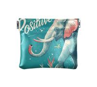 Stay Positive Elephant Women's Small Leather Change Purse Convenient Mini Purse Wallet for Woman Girl