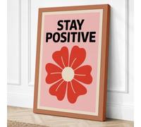 Stay Positive Flower Canvas Wall Art Print 18x12 Inch