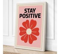 Stay Positive Flower Canvas Wall Art Print 36x24 Inch