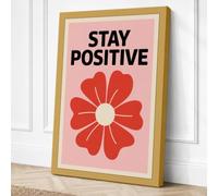 Stay Positive Flower Canvas Wall Art Print 36x24 Inch