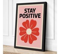 Stay Positive Flower Canvas Wall Art Print 36x24 Inch