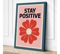 Stay Positive Flower Canvas Wall Art Print 36x24 Inch