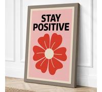 Stay Positive Flower Canvas Wall Art Print 36x24 Inch (91 x 61 cm)