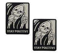 Stay Positive Halloween Skull Embroidered Appliques Patches for Backpacks Bags Hats, 7.5 x 5.5 cm, 2-Pack, Black and White