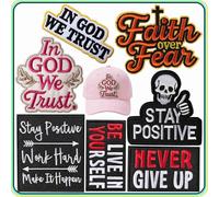 Stay Positive Iron On Patches - Self Motivation Embroidered Patch for DIY Trucker Hats Backpack Clothes Jeans Bags - in GOD We Trust, Never Give Up, Believe in Yourself